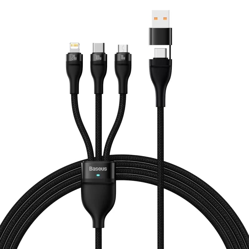 3-в-1 кабел за бързо зареждане 100W с Type-C и Micro USB